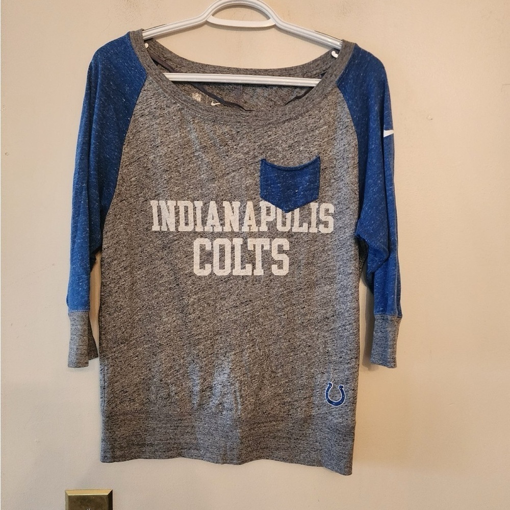 Nike Indianapolis Colts 3/4 sleeve grey t shirt size womens small oversized